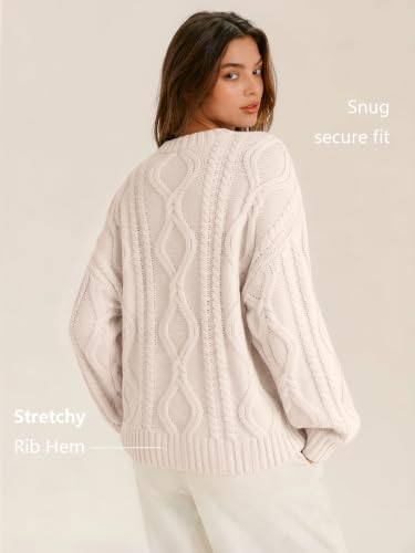 Women's Oversized Cable Knit Sweaters 2026 Fall Ou Cream - packaging