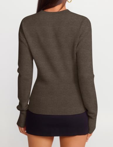 Women's Fall Zipper Pullover Sweaters 2026 Cozy Ri Brown - packaging