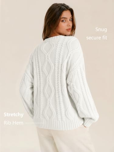 Women's Oversized Cable Knit Sweaters 2026 Fall Ou White - packaging