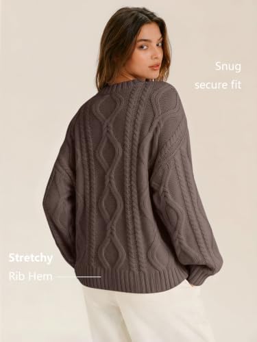 Women's Oversized Cable Knit Sweaters 2026 Fall Ou Nutmeg - packaging