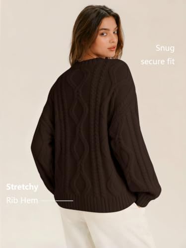 Women's Oversized Cable Knit Sweaters 2026 Fall Ou Cocoa - packaging