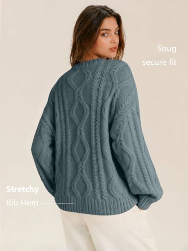 Women's Oversized Cable Knit Sweaters 2026 Fall Ou Dark Sage - packaging