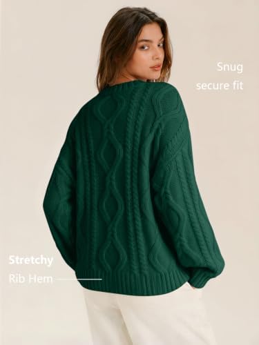 Women's Oversized Cable Knit Sweaters 2026 Fall Ou Green - packaging