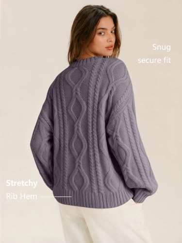 Women's Oversized Cable Knit Sweaters 2026 Fall Ou Mauve Taupe - packaging