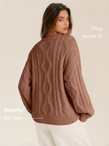 Women's Oversized Cable Knit Sweaters 2026 Fall Ou Toffee - packaging