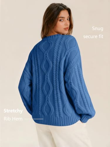Women's Oversized Cable Knit Sweaters 2026 Fall Ou Azure Blue - packaging