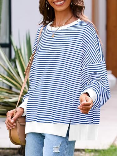 Women's Fall Oversized Sweatshirt Casual Waffle Kn White - back view