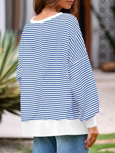 Women's Fall Oversized Sweatshirt Casual Waffle Kn White - color detail