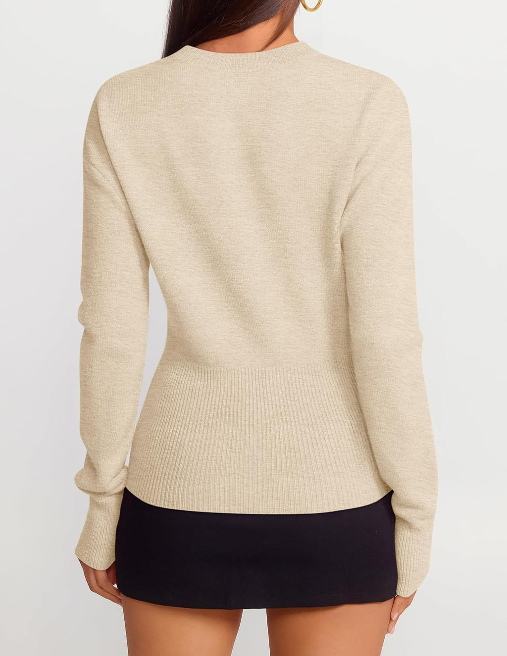 Women's Fall Zipper Pullover Sweaters 2026 Cozy Ri Apricot - lifestyle look