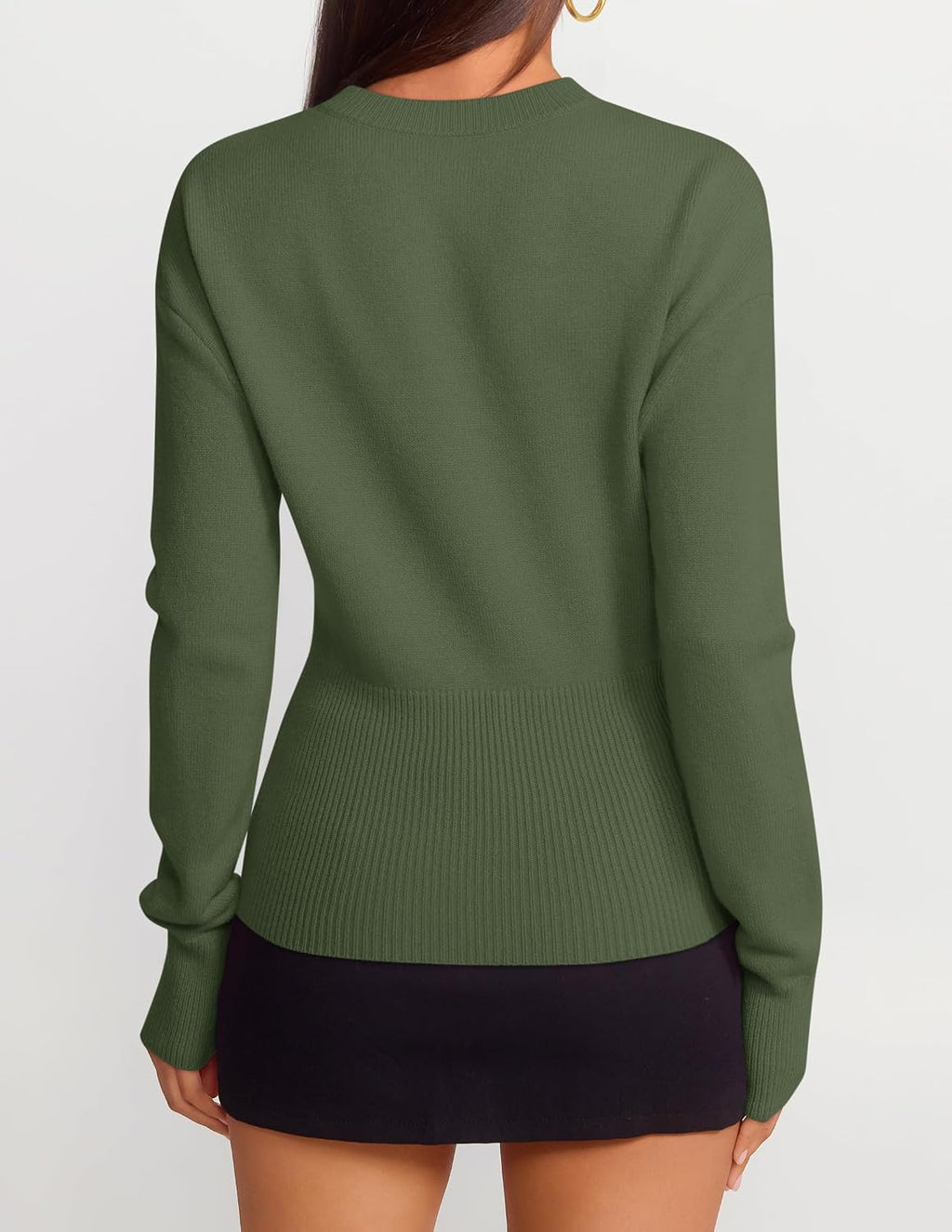 Women's Fall Zipper Pullover Sweaters 2026 Cozy Ri Armygreen - lifestyle look