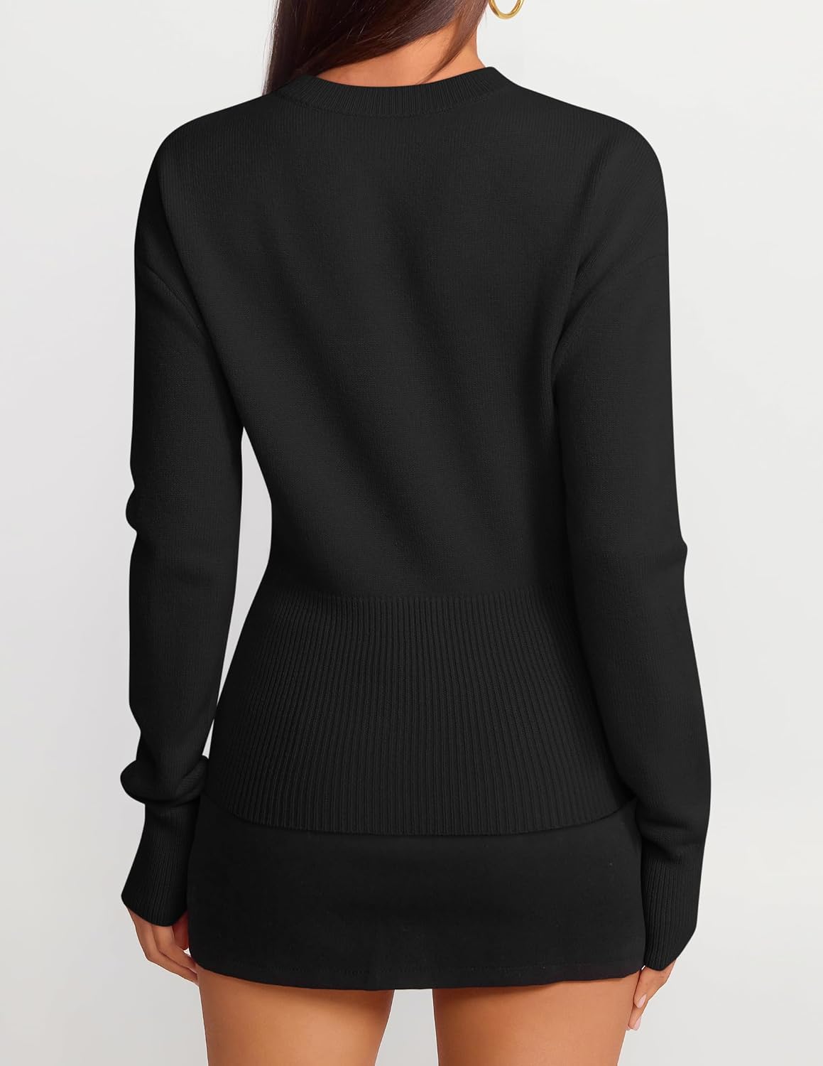 Women's Fall Zipper Pullover Sweaters 2026 Cozy Ri Black - lifestyle look