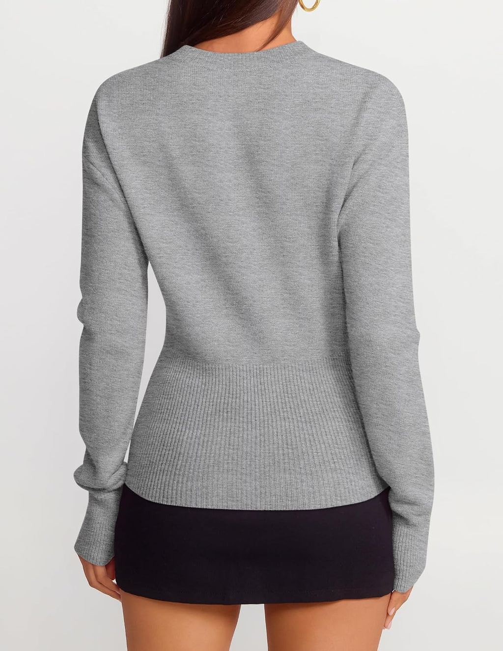 Women's Fall Zipper Pullover Sweaters 2026 Cozy Ri Grey - lifestyle look